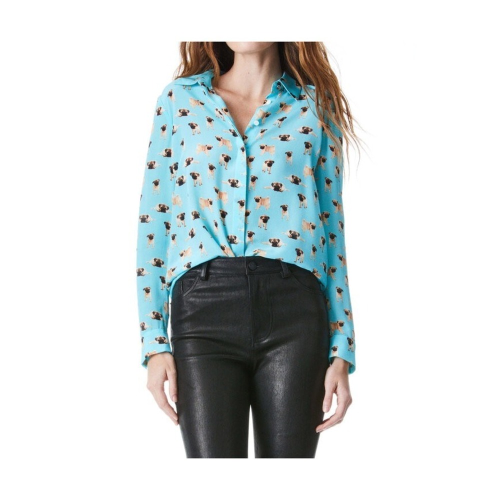 Alice Olivia Willa Shirt Pug Party Silk